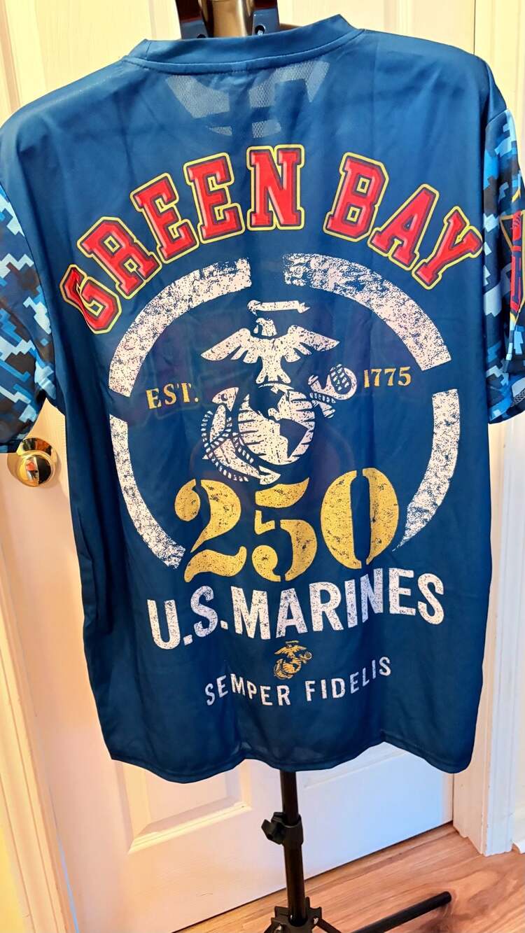 Green Bay Packers USMC 250th Anniversary Shirt XXL Blue Semper Fidelis